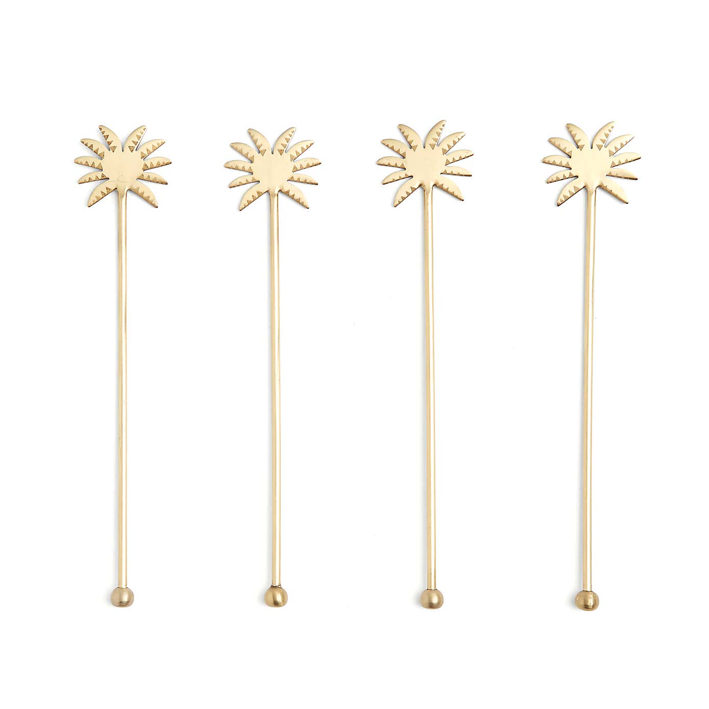 Gold Palm Drink Stirrers, 4 Pack