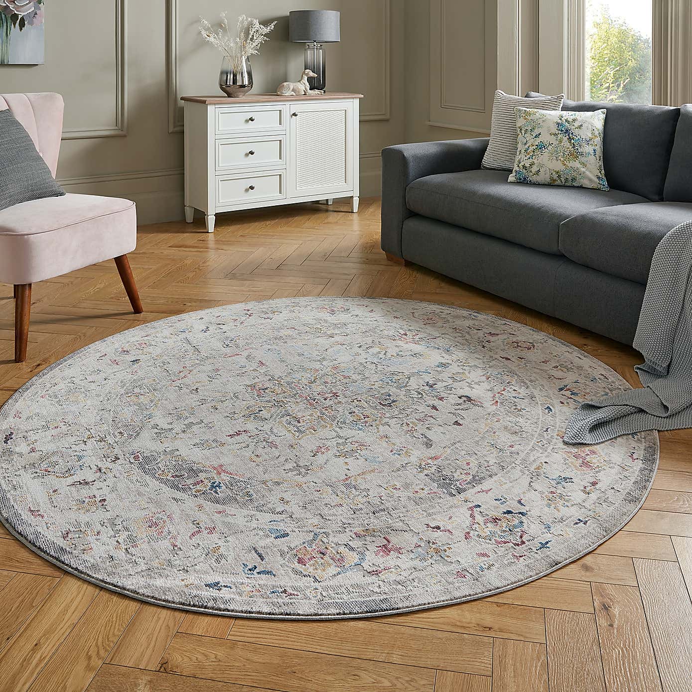 Soraya Blue Traditional Circle Rug