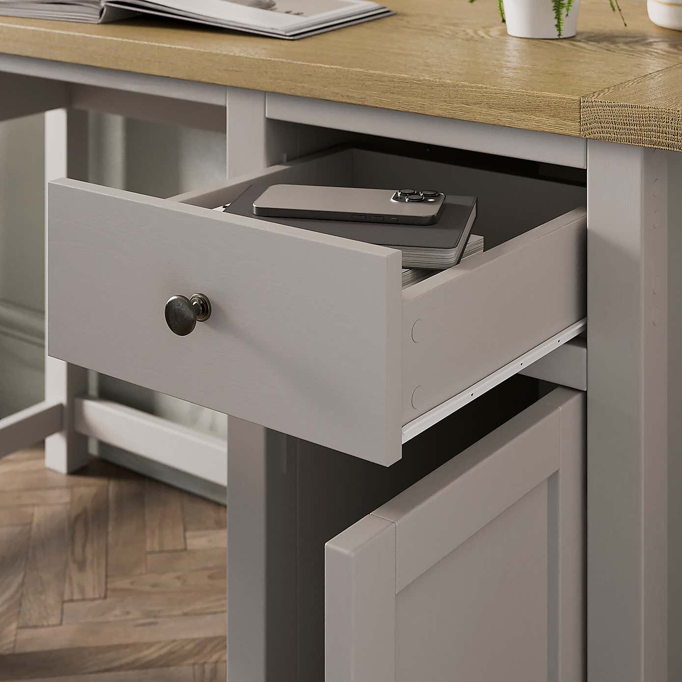 Olney Standard Storage Desk, Stone