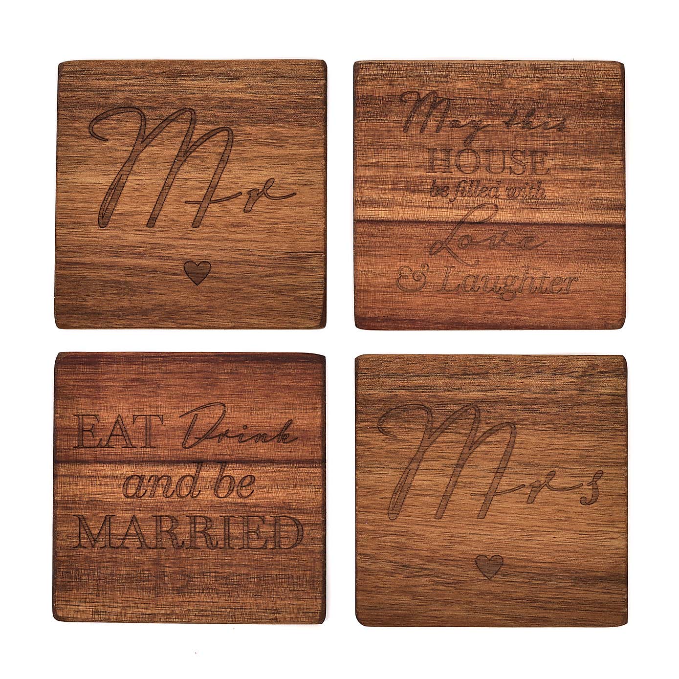 Amore Set of 4 Wooden Coaster Set