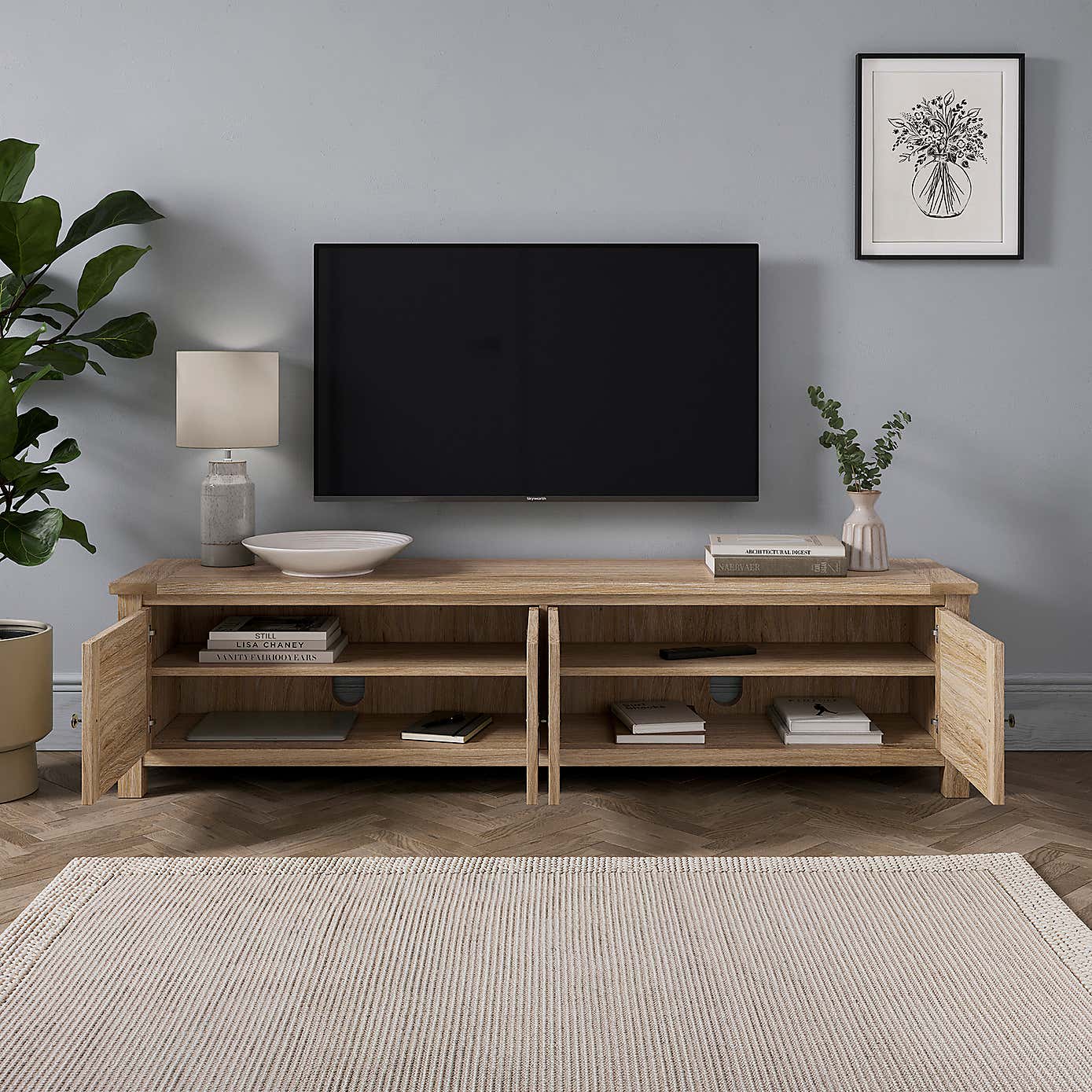 Olney Extra Wide TV Unit, Stone