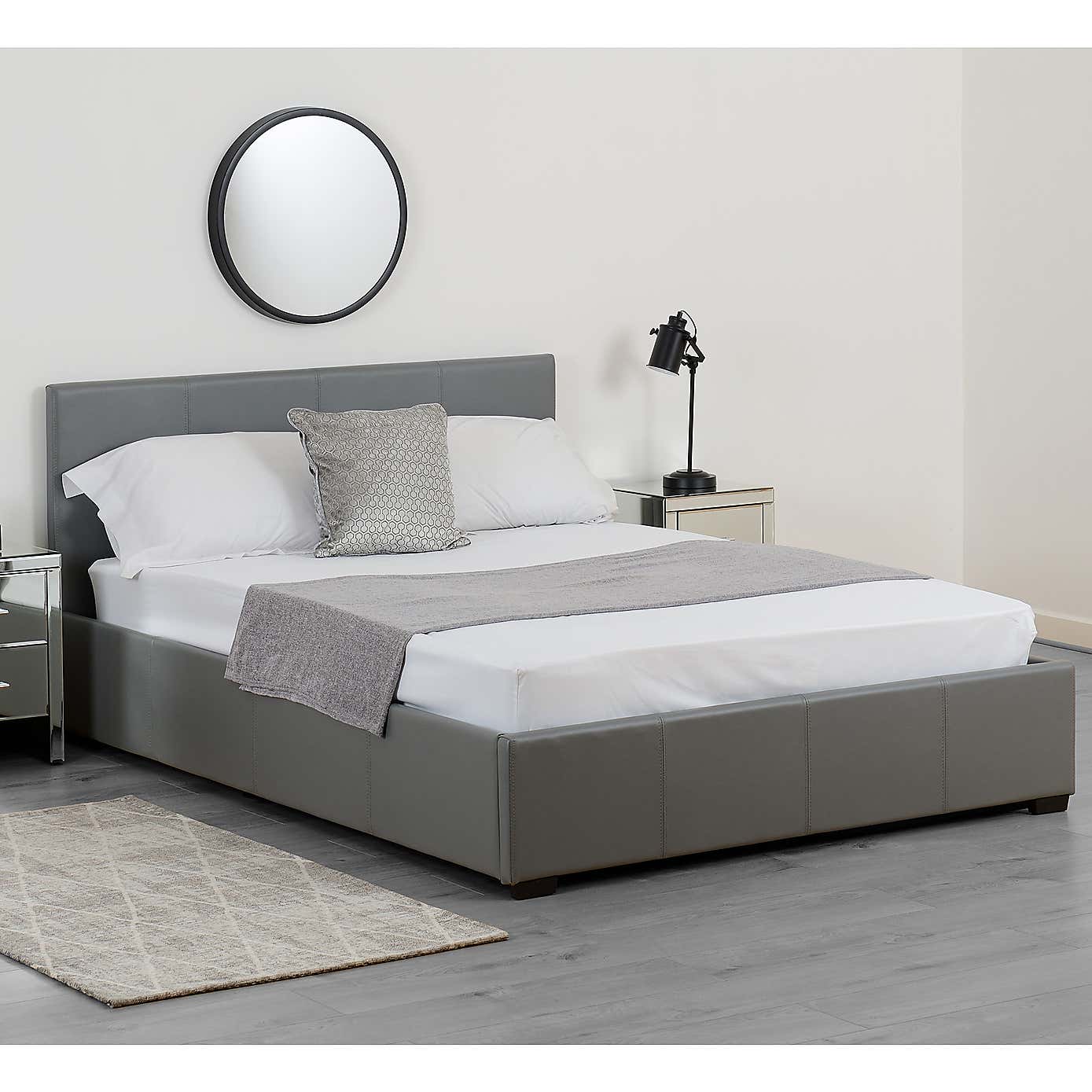 Waverley Faux Leather Ottoman Bedstead - Grey