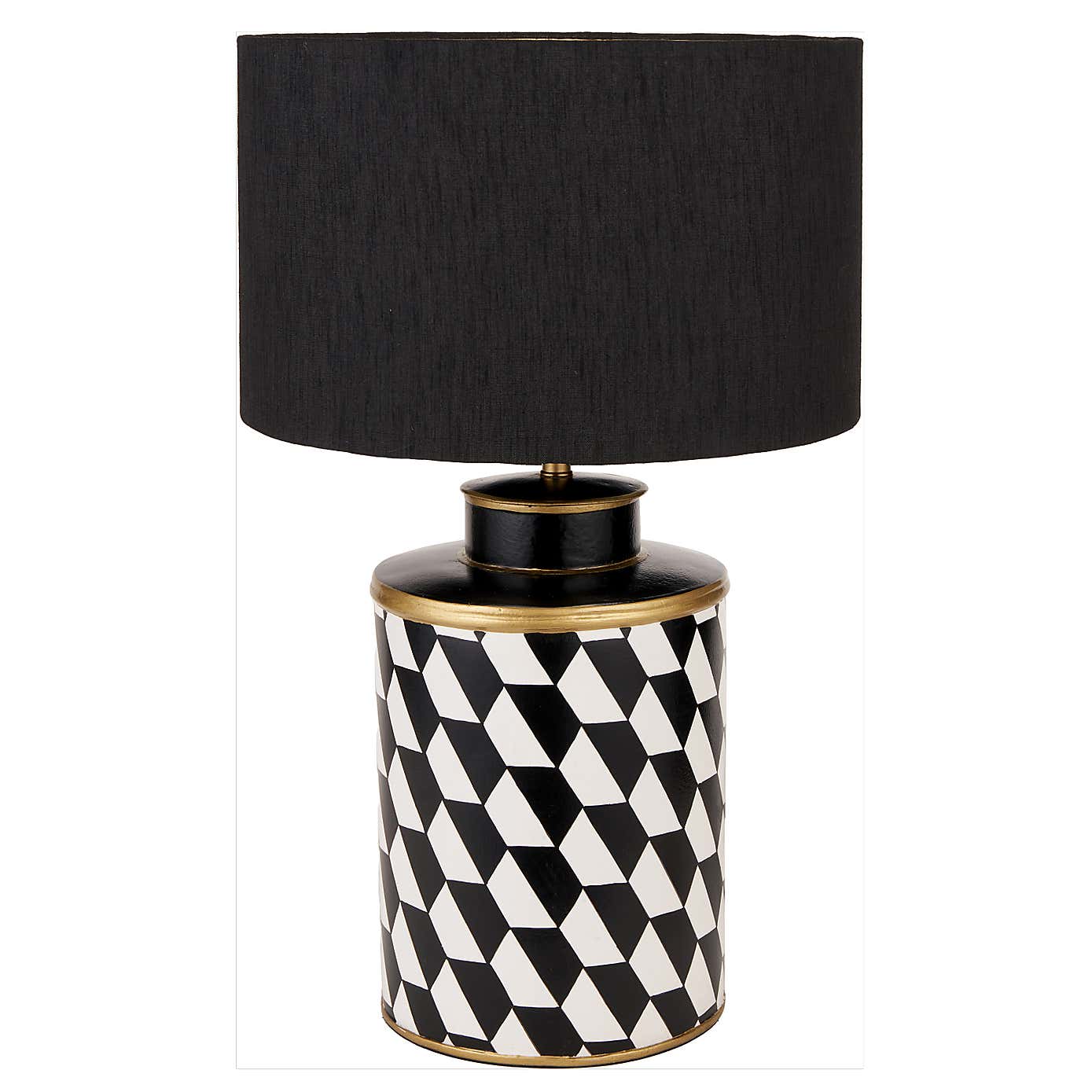 Victor Geometric Hand Painted Table Lamp with 35cm Stellan Slubbed Silk Shade