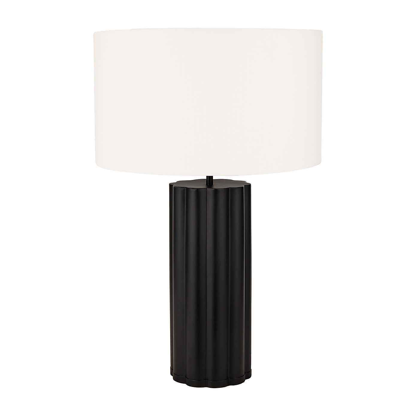 Petula Metal Scallop Table Lamp with Bloom Handloom Scalloped Cylinder Shade