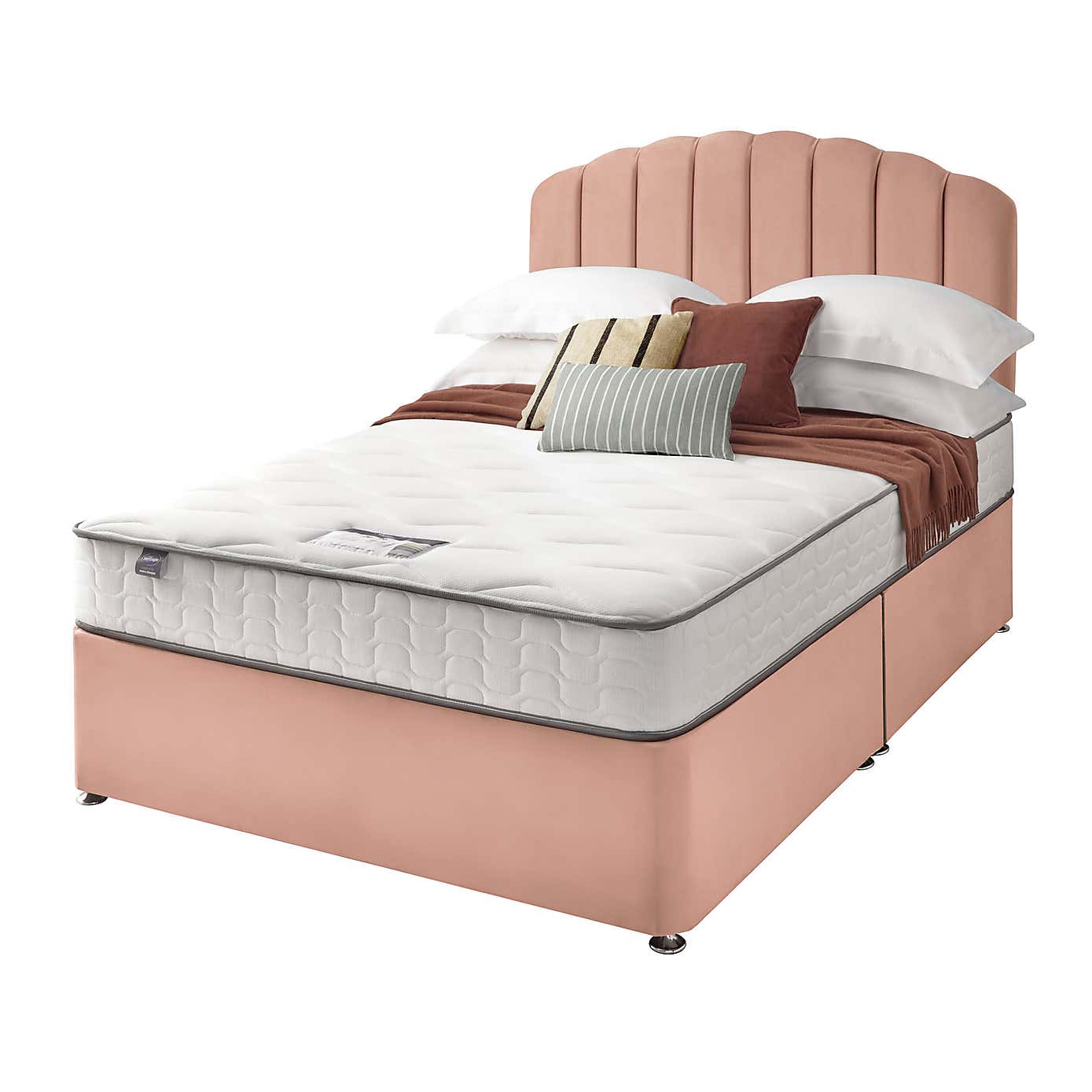 Silentnight 2 Drawer Divan Bed With Velvet Merlin Headboard