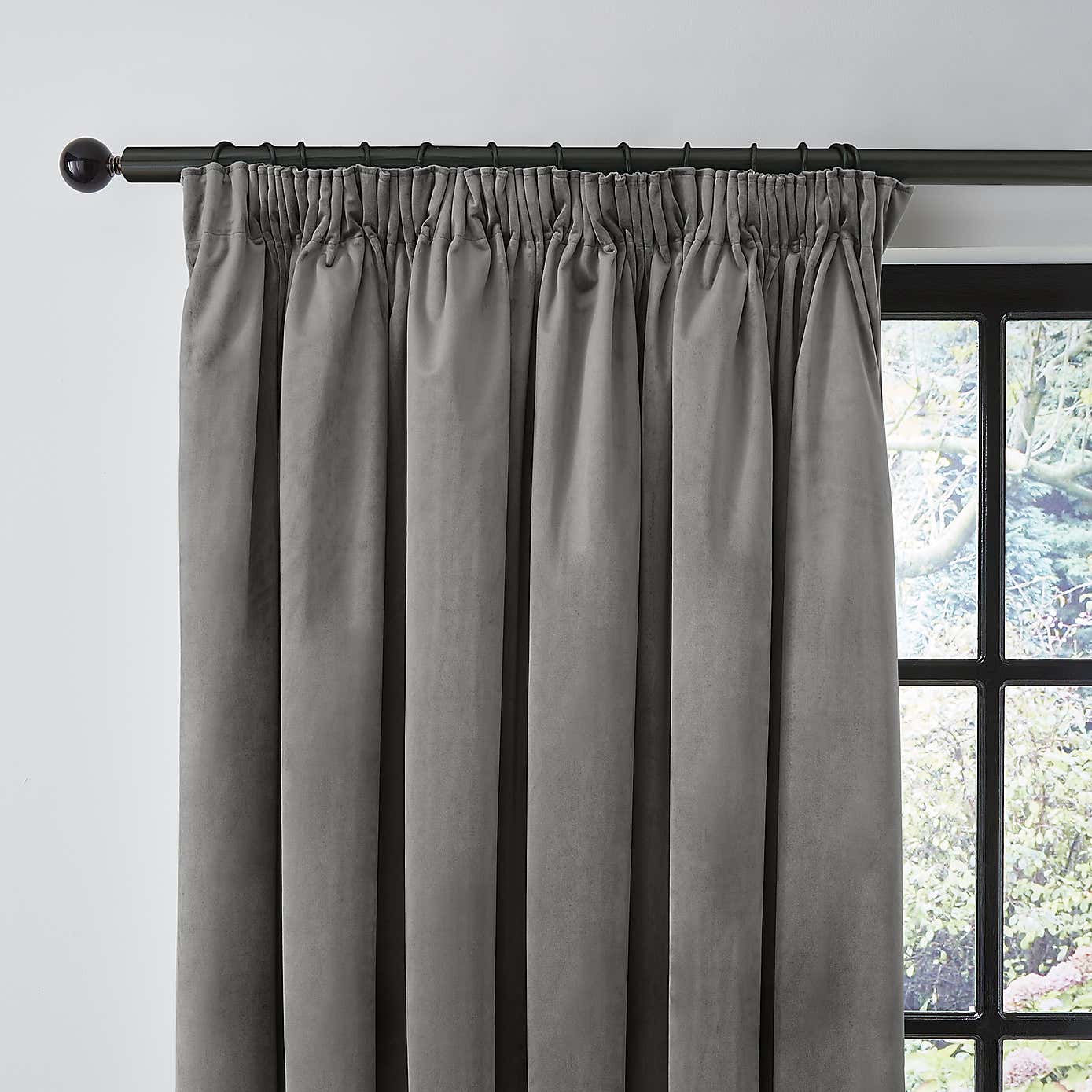 Recycled Velour Olive Pencil Pleat Curtains