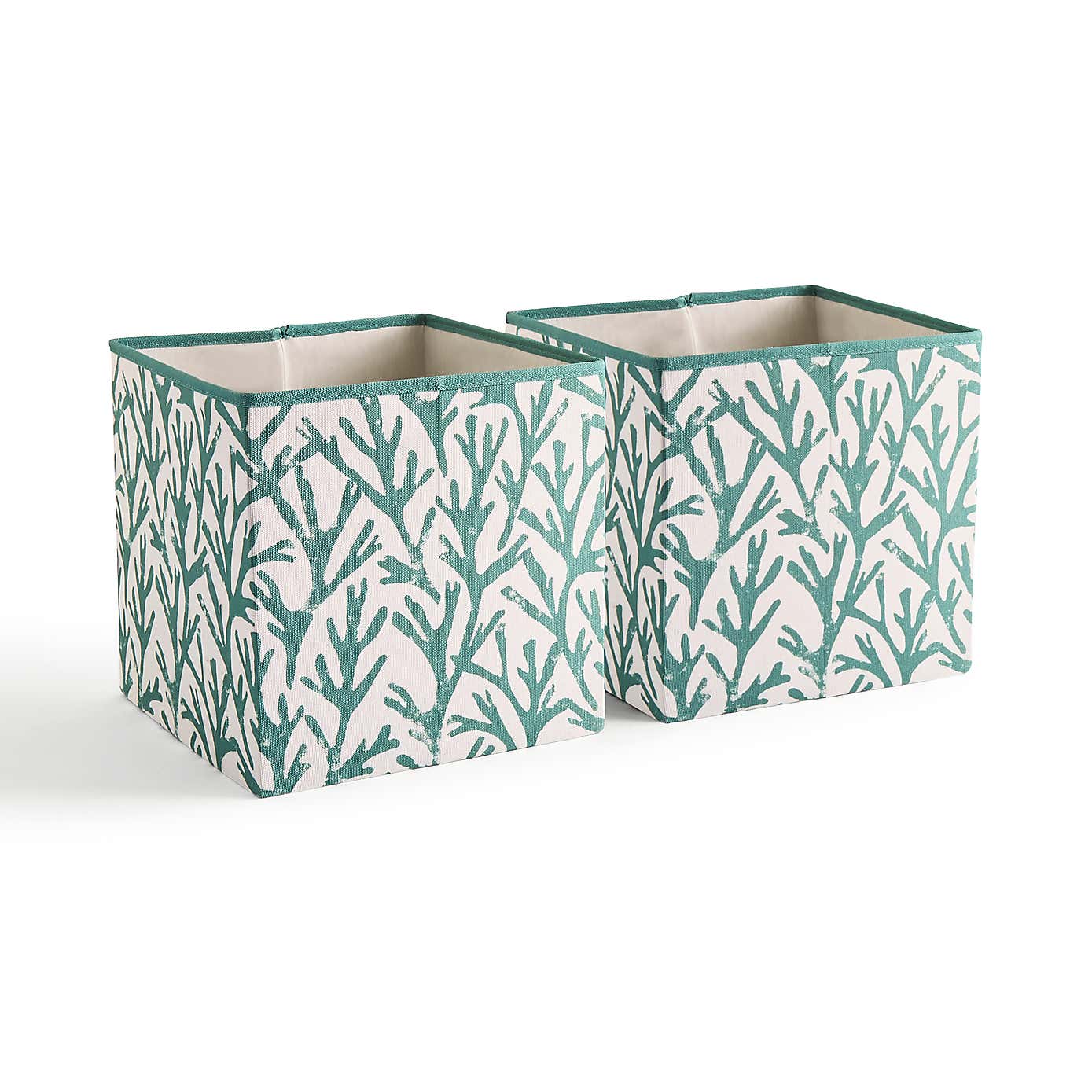 Set of 2 Coastal Coral Storage Cubes