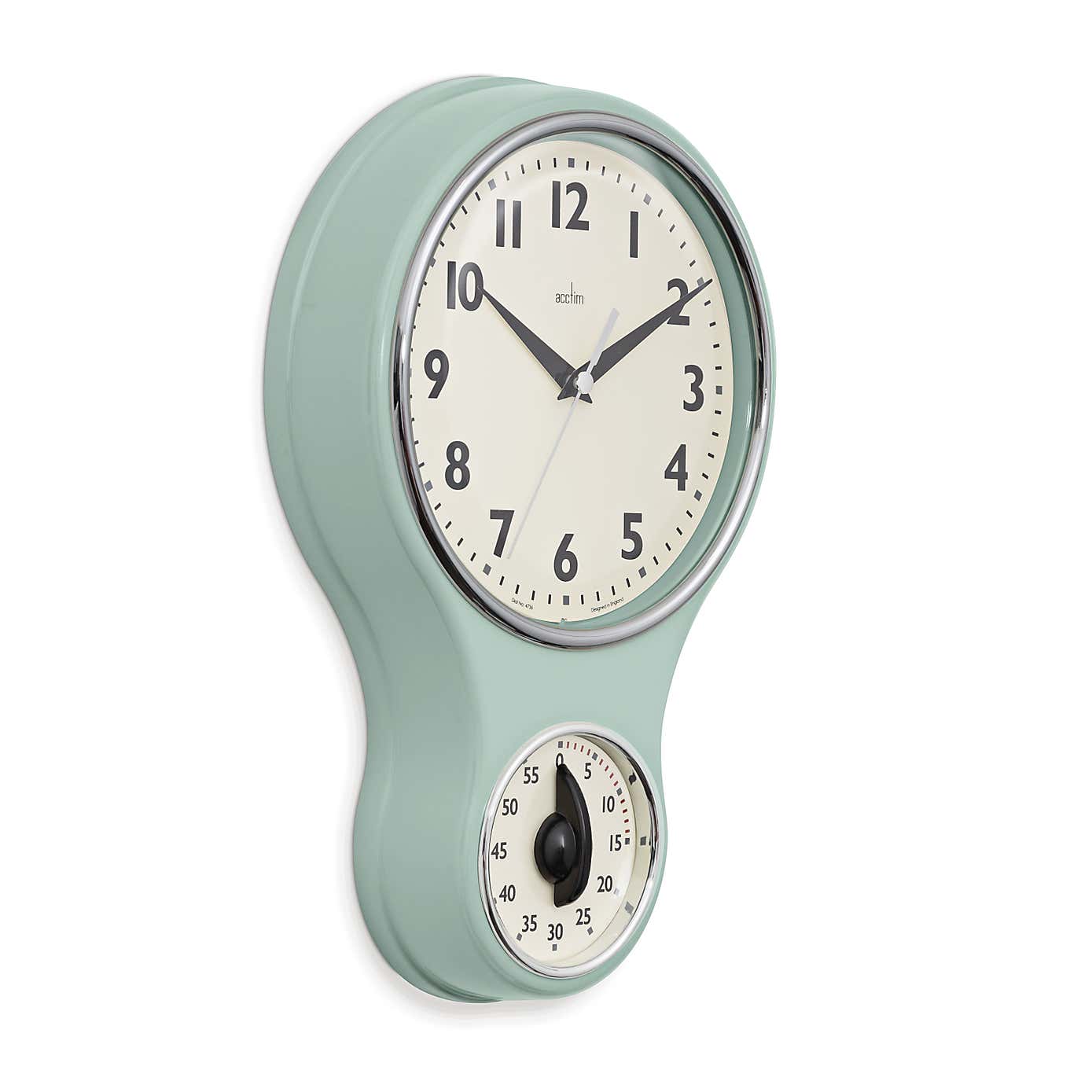 Acctim Kitchen Time Retro Wall Clock Timer Quartz 20cm
