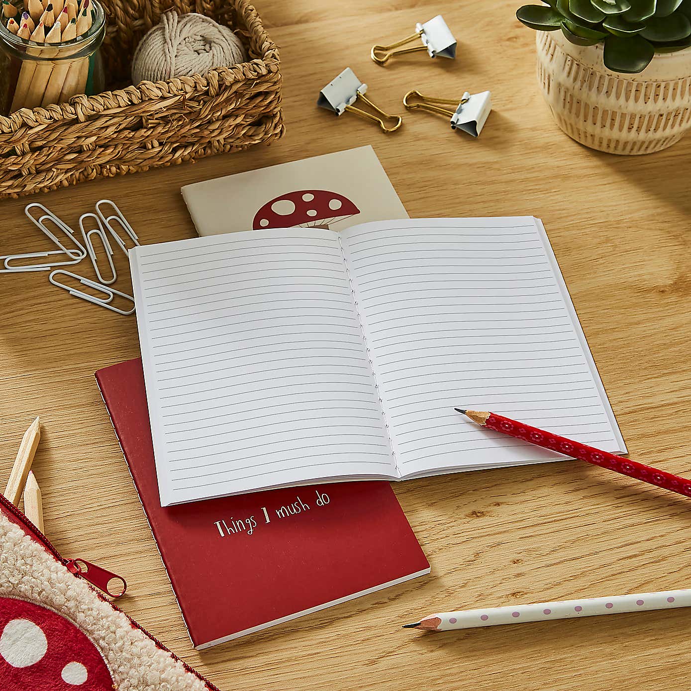 Waters & Noble Set of 3 Mushroom Softcover Notebooks