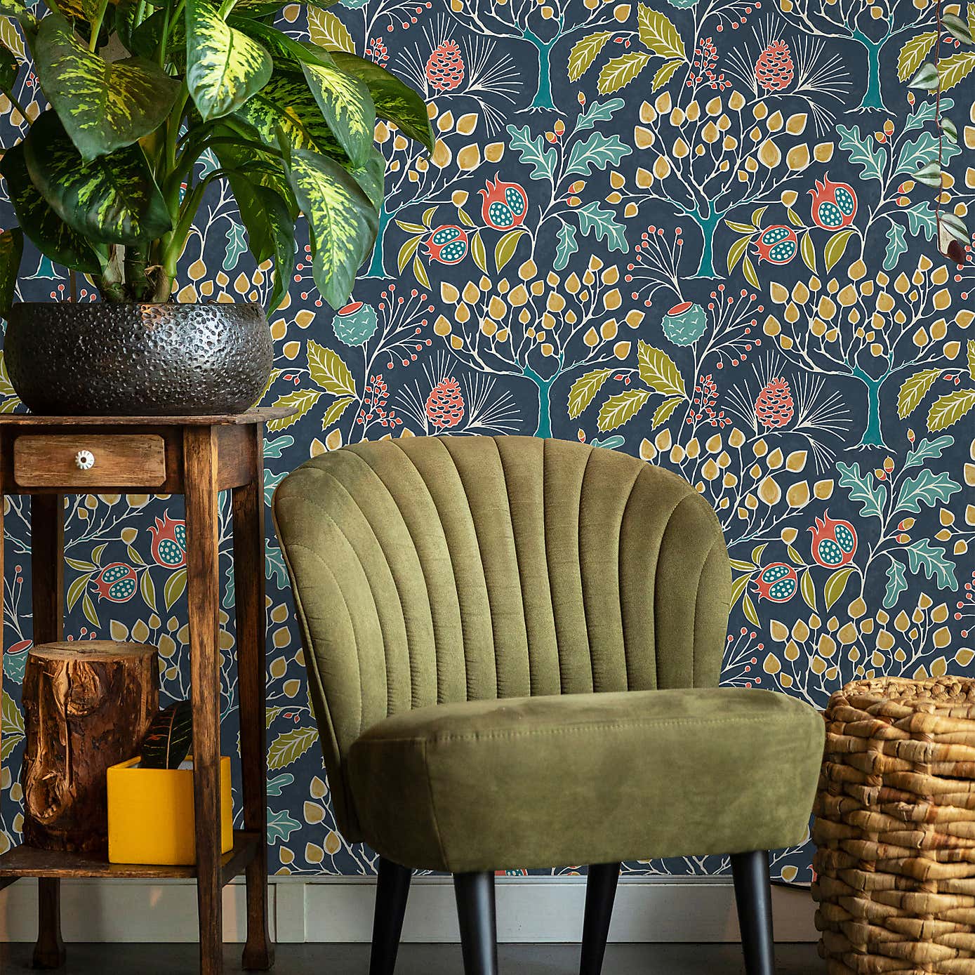 NuWallpaper Groovy Garden Navy Self Adhesive Wallpaper