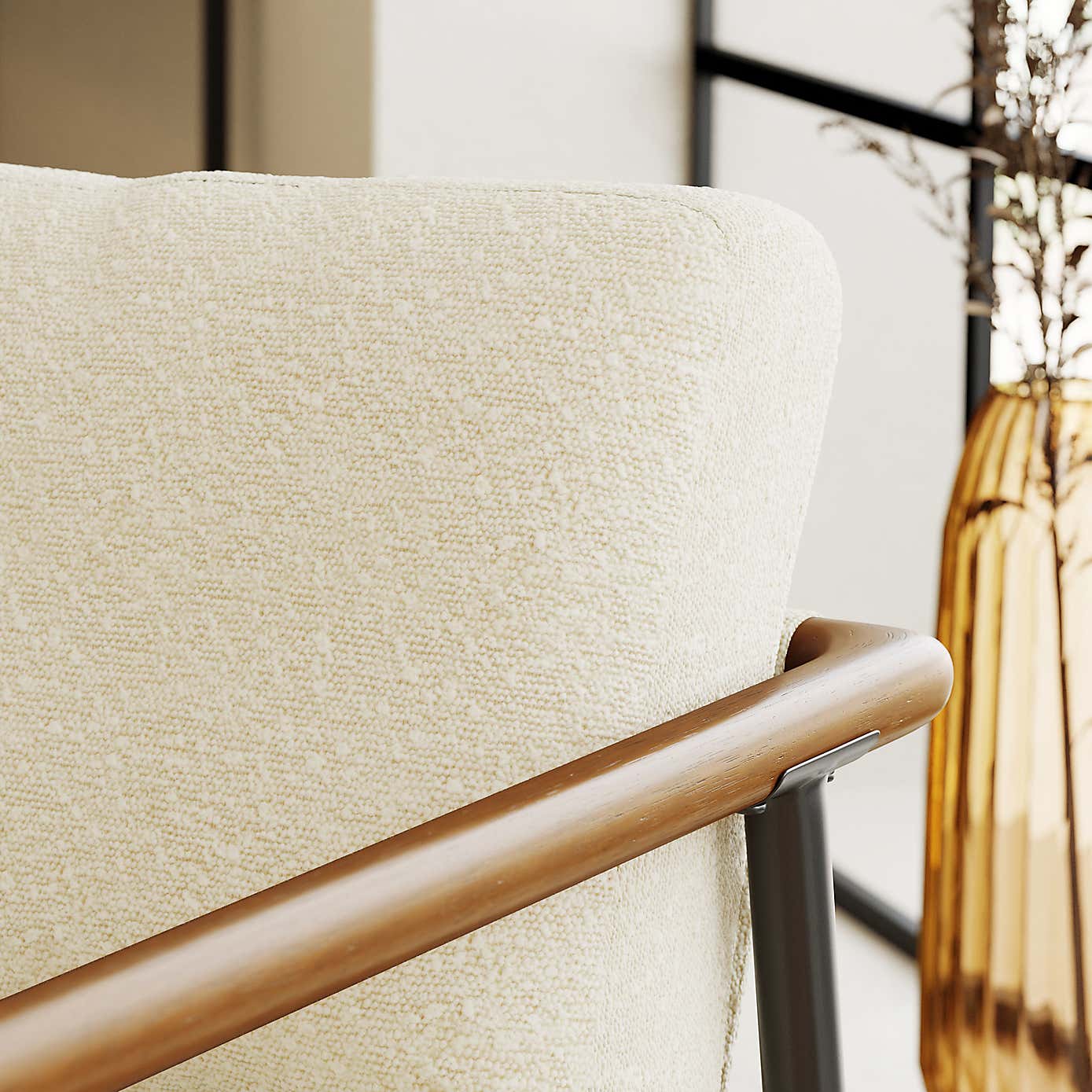 Arbour Industrial Boucle Metal Arm Accent Chair