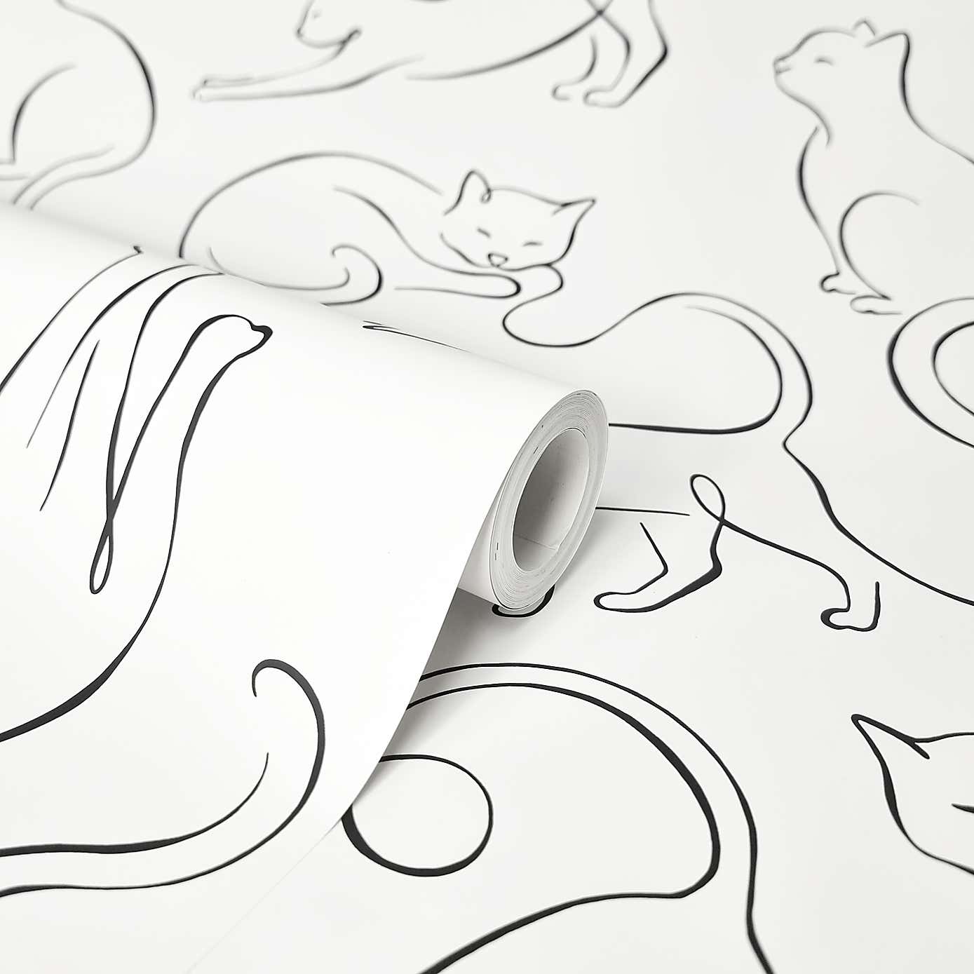 Linear Cats Raven Wallpaper