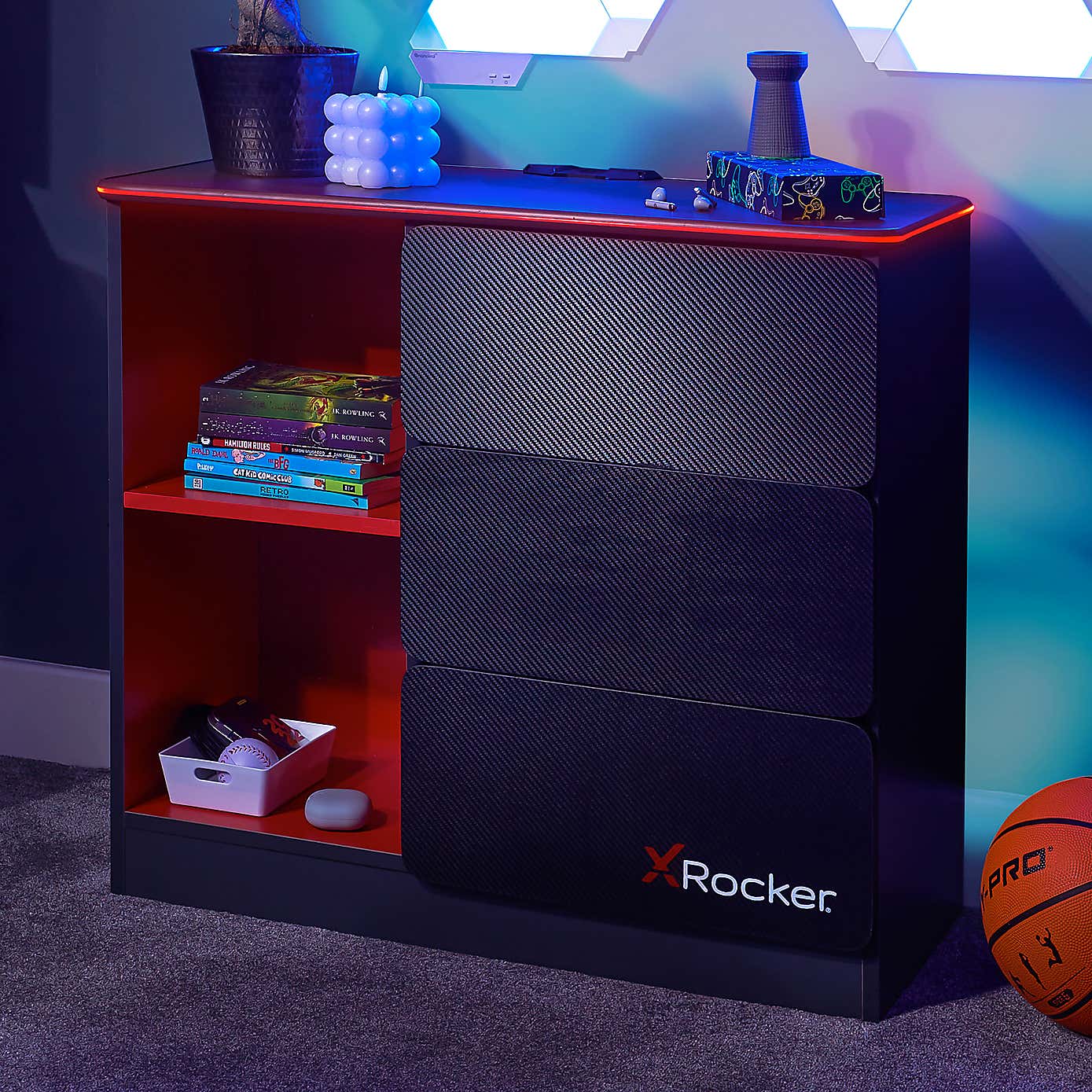 X Rocker Carbon Tek Chest of Drawers with Neo Fibre LED