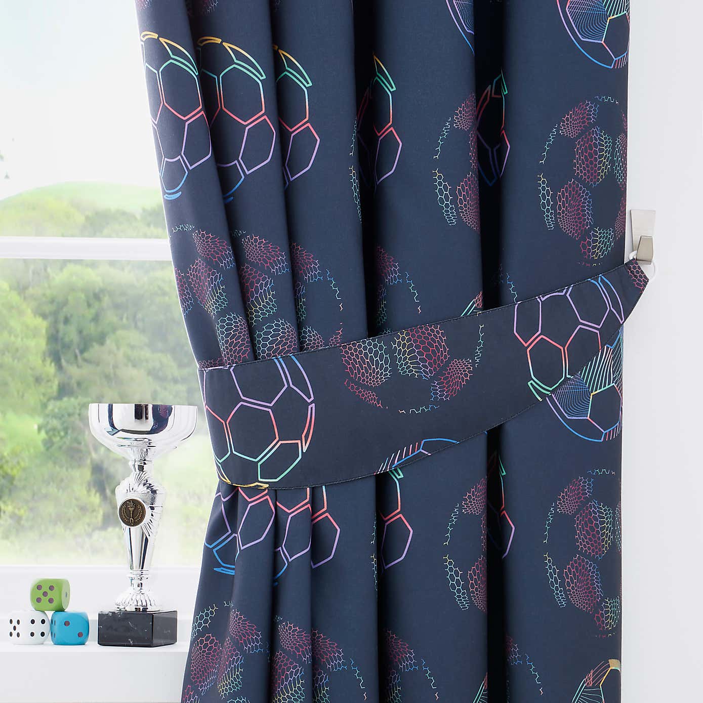 Bright Football Eyelet Blackout Curtains