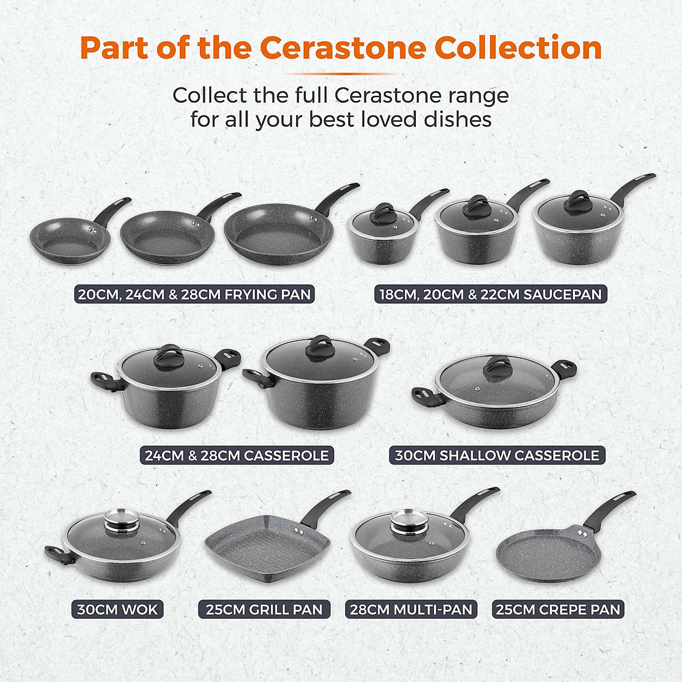 Tower Cerastone Non-Stick Forged Aluminium 2 Piece Frying Pan Set