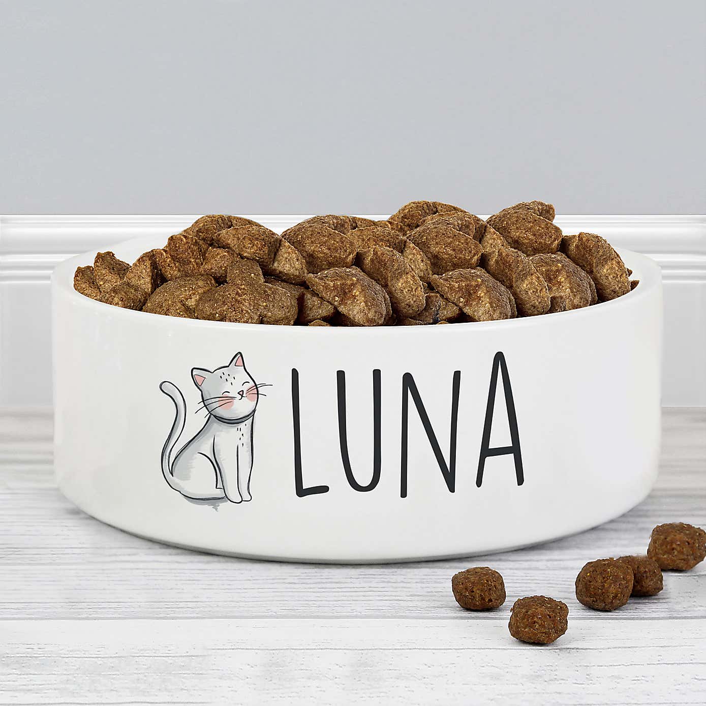 Personalised Scribble Cat Medium Ceramic Pet Bowl