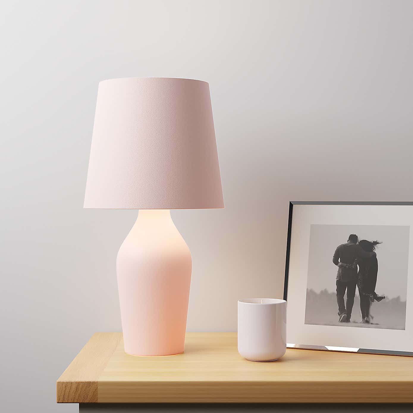 Ava Stoneware Blush Pink Table Lamp