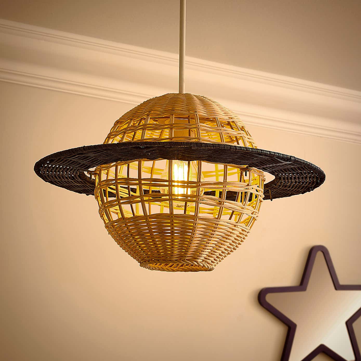 Saturn Rattan Easy Fit Pendant Shade