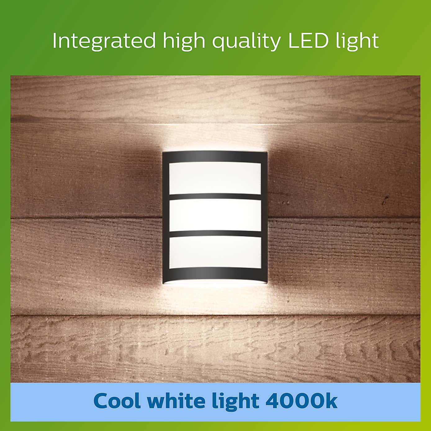Philips Python Integrated LED Outdoor Wall Light, Cool White