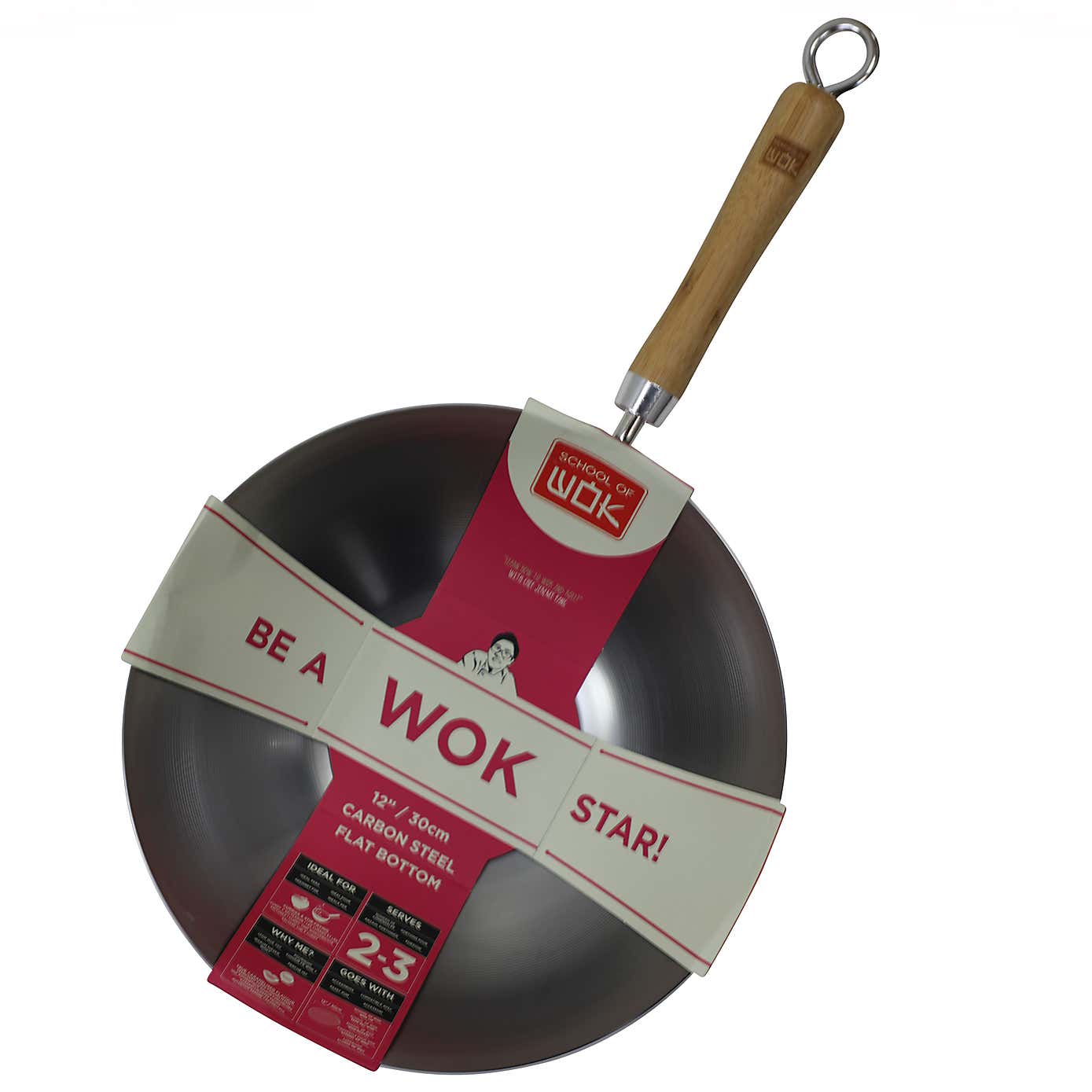 School of Wok 30cm Uncoated Carbon Steel Wok