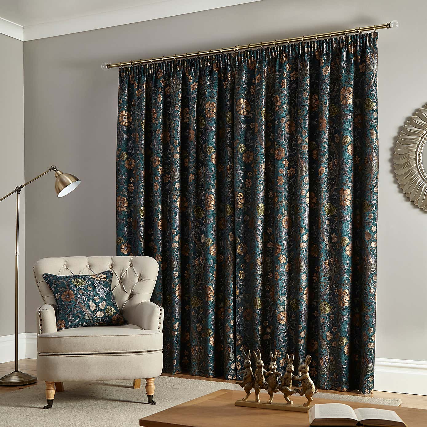 Betsy Chenille Jacquard Pencil Pleat Curtains