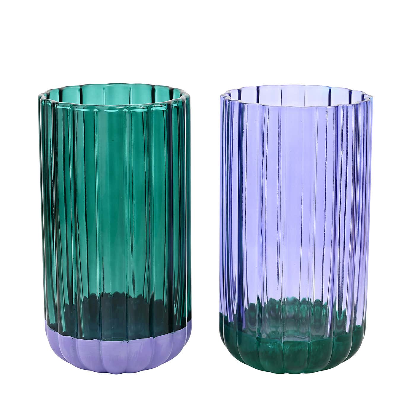 Raspberry Blossom Set of 2 Tumbler Glasses Purple and Green