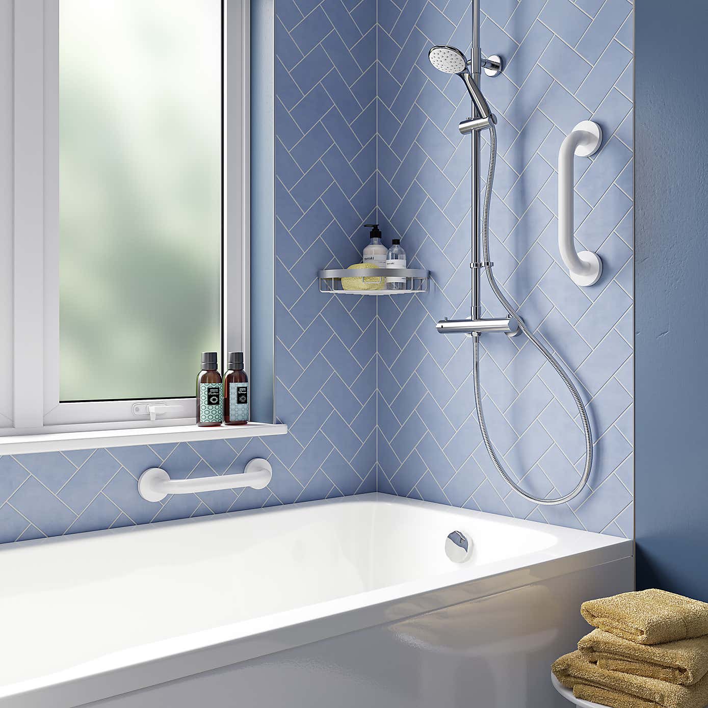 White Stainless Steel Grab Bar