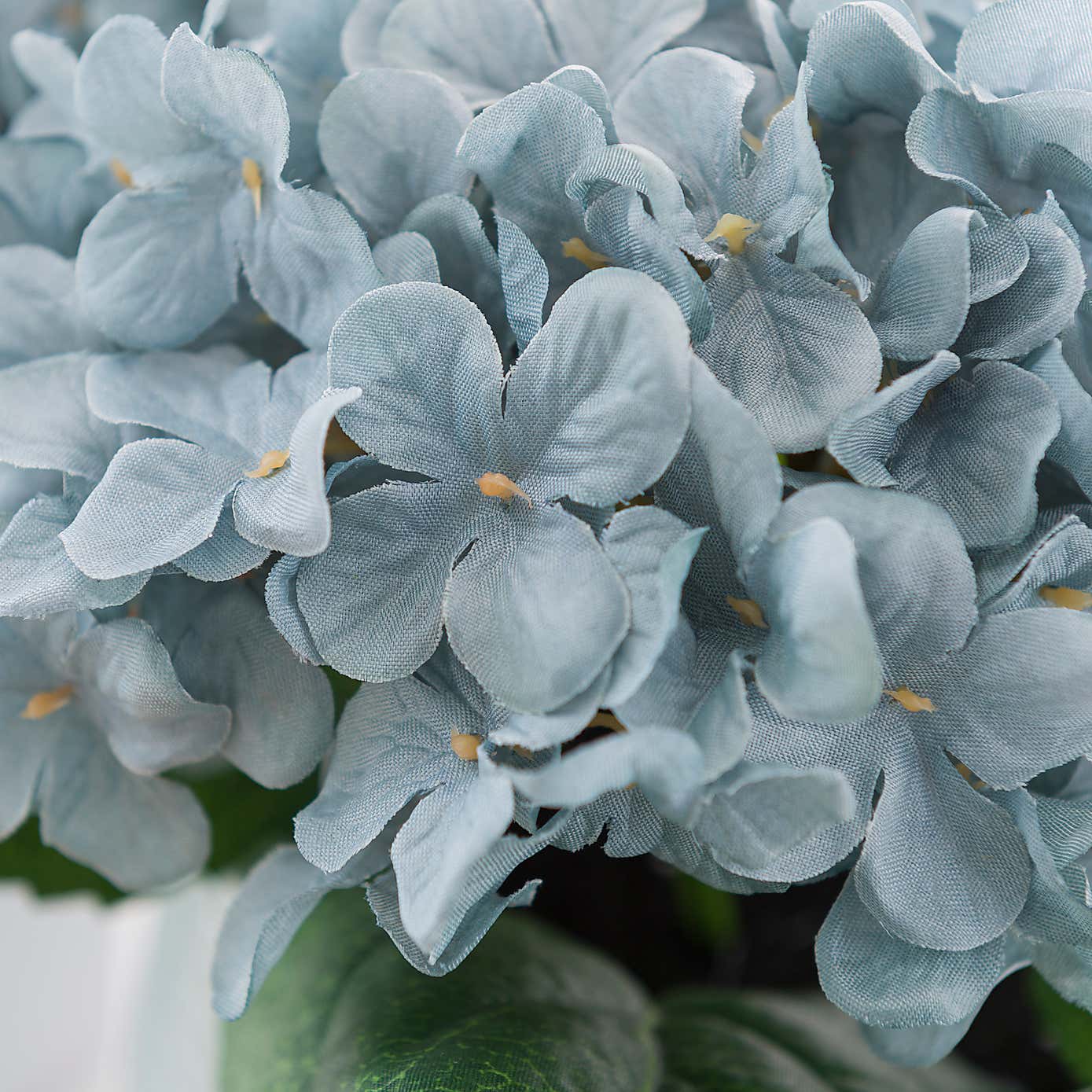 Artificial Teal Hydrangeas in Ceramic Plant Pot