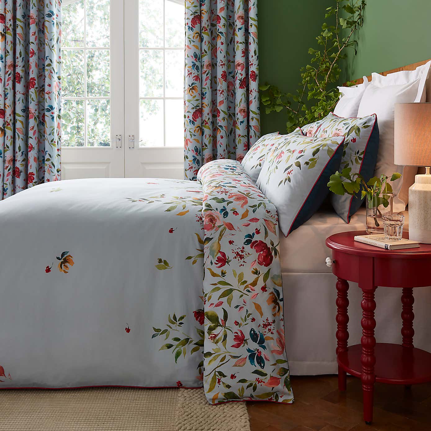 Dorma Modern Romance Vintage Blue 100% Cotton Duvet Cover & Pillowcase Set