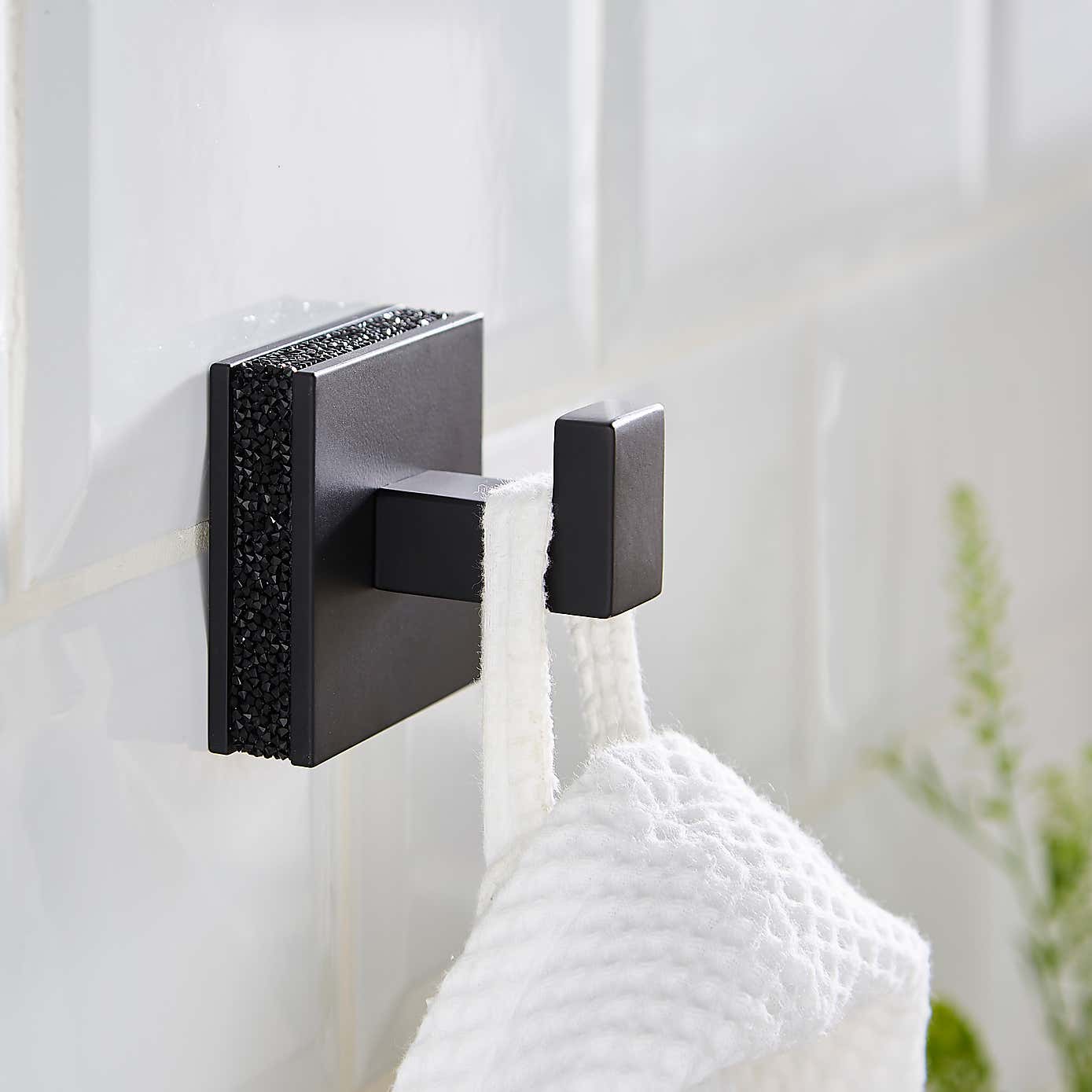 Sparkle Black Square Towel Hook