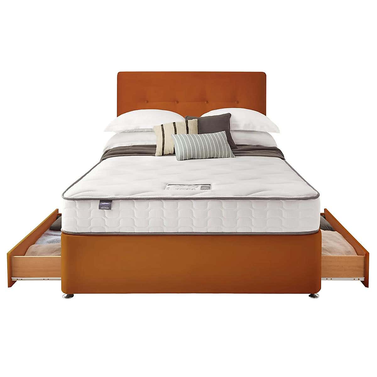 Silentnight 2 Drawer Divan Bed With Velvet Francisco Headboard