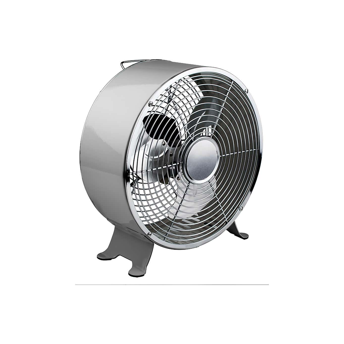 8" Grey and Chrome Retro Desk Fan