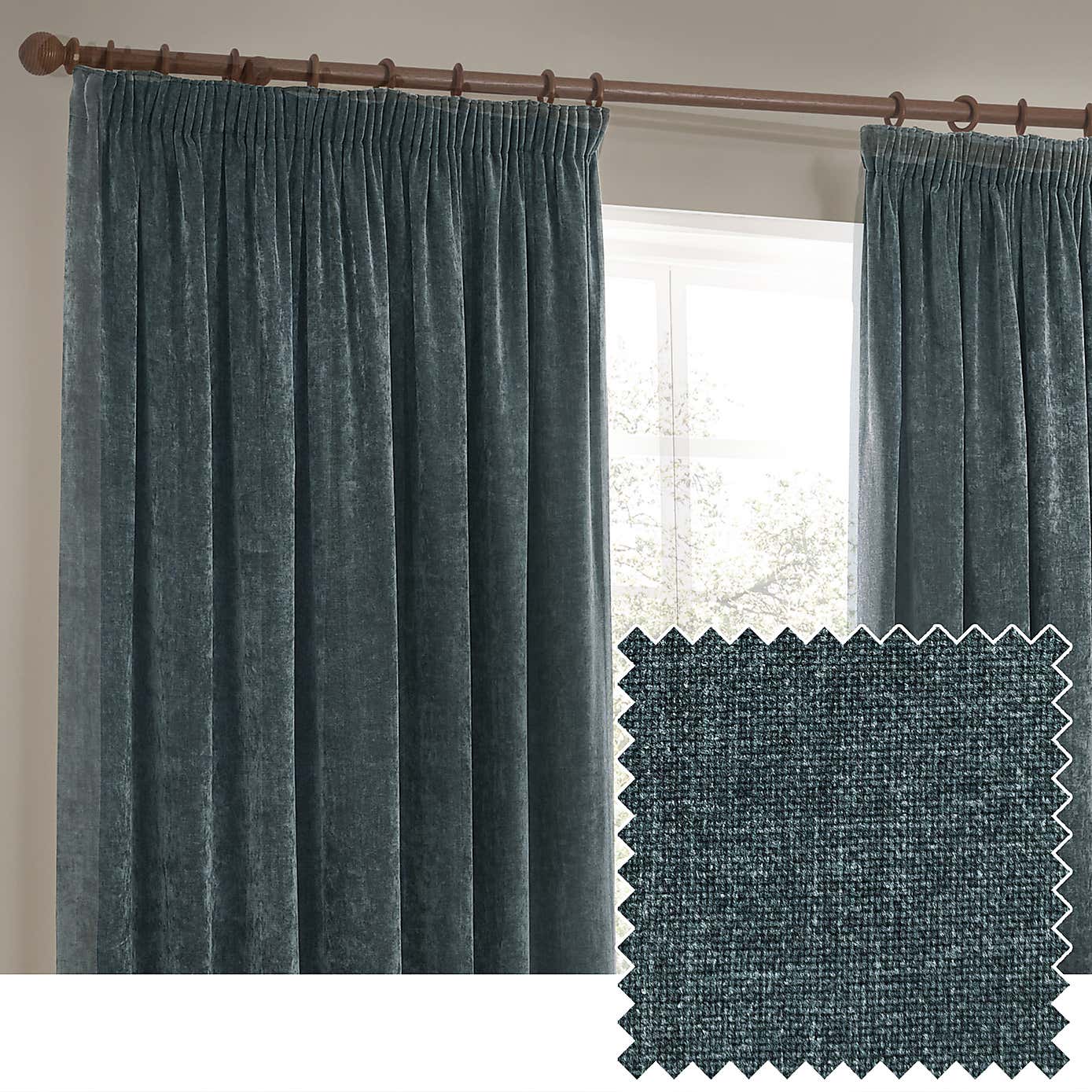 Yard Heavy Chenille Pencil Pleat Curtains