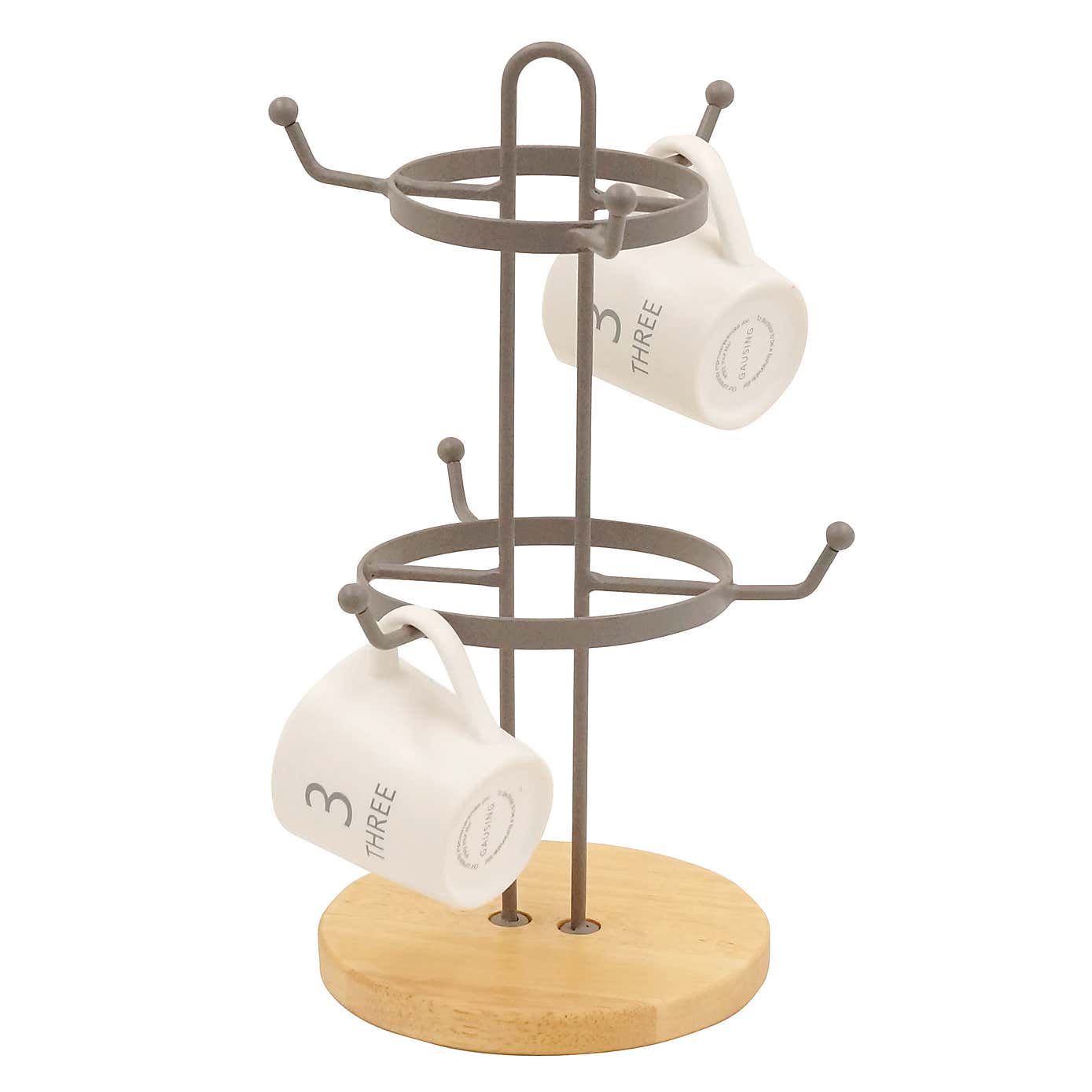 Grey and Wood Mug Tree