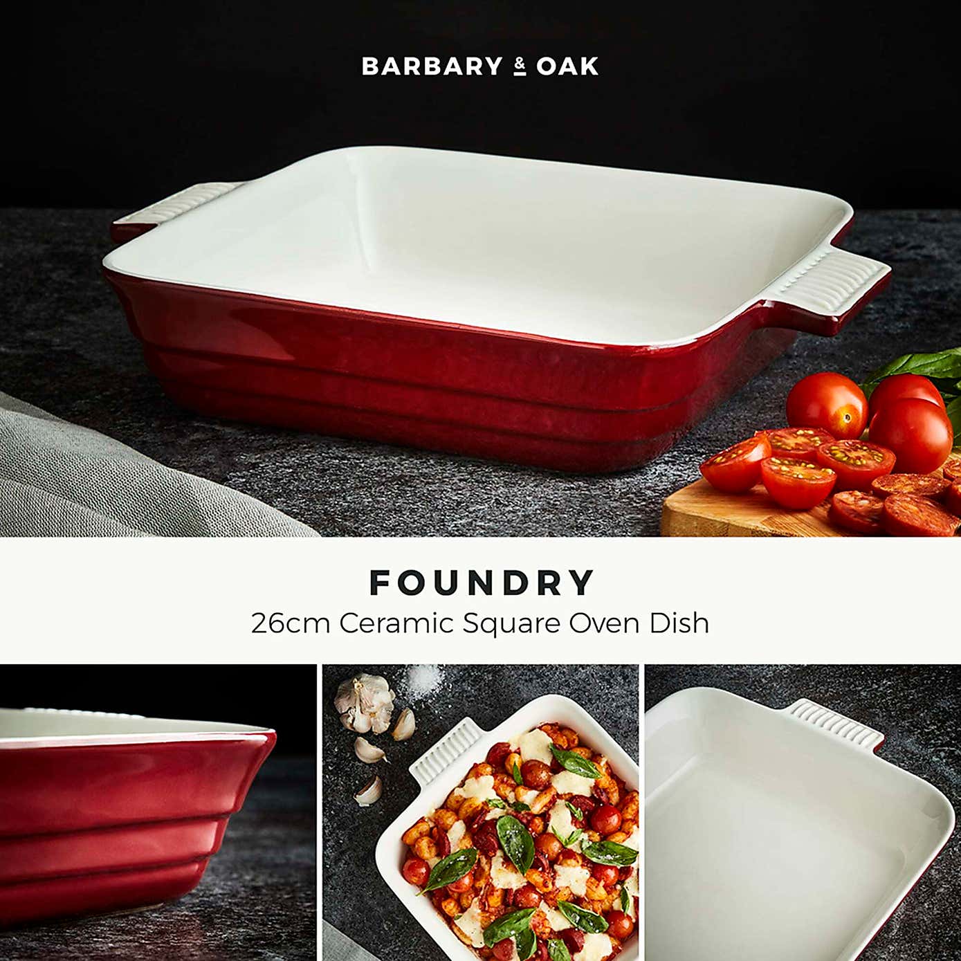 Barbary & Oak Ceramic 26cm Square Oven Dish