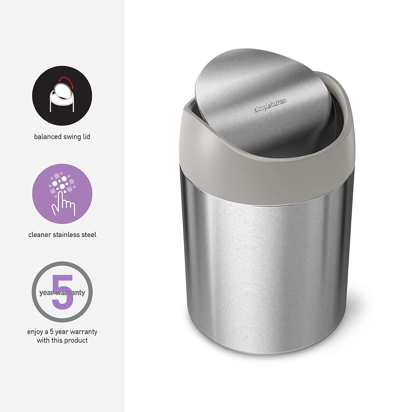 simplehuman 1.5 Litre Mini Can Swing Bin