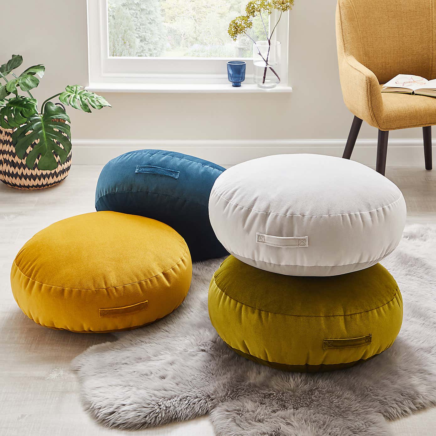 Shiny Velour Moss Floor Cushion