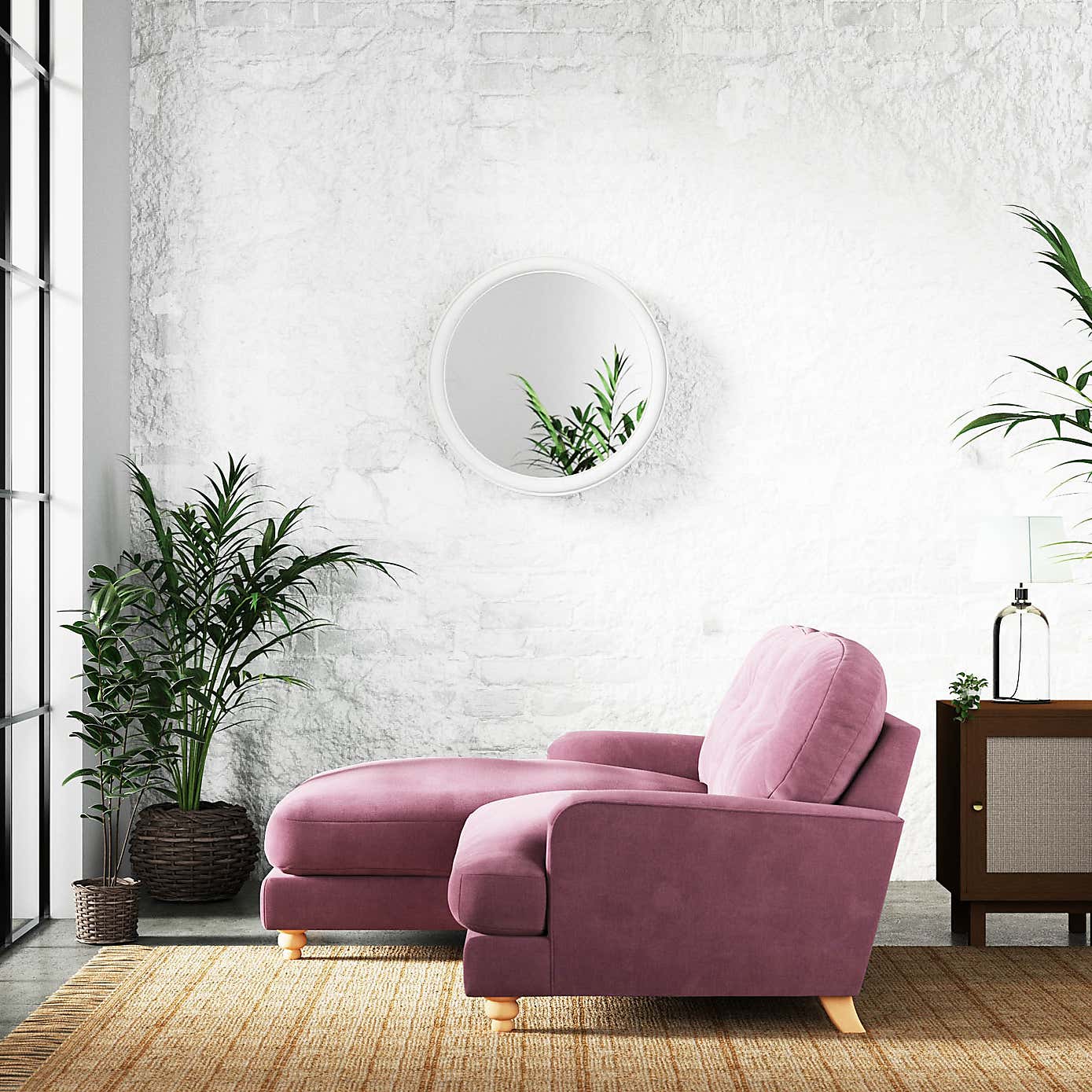 Martha Vintage Chenille Corner Chaise Sofa