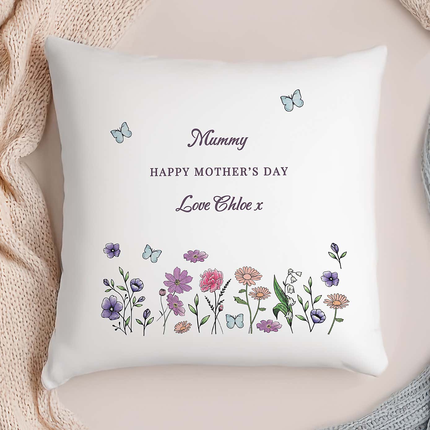 Personalised Wild Flowers Square Cushion