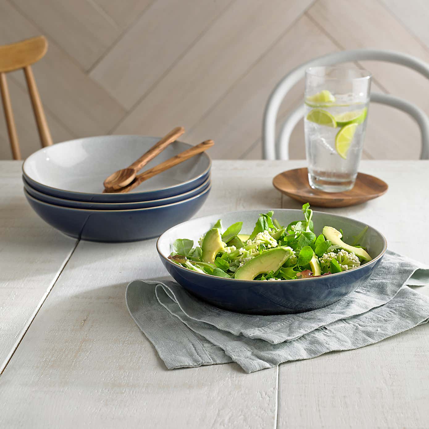 Set of Four Denby Elements Dark Blue Pasta Bowls