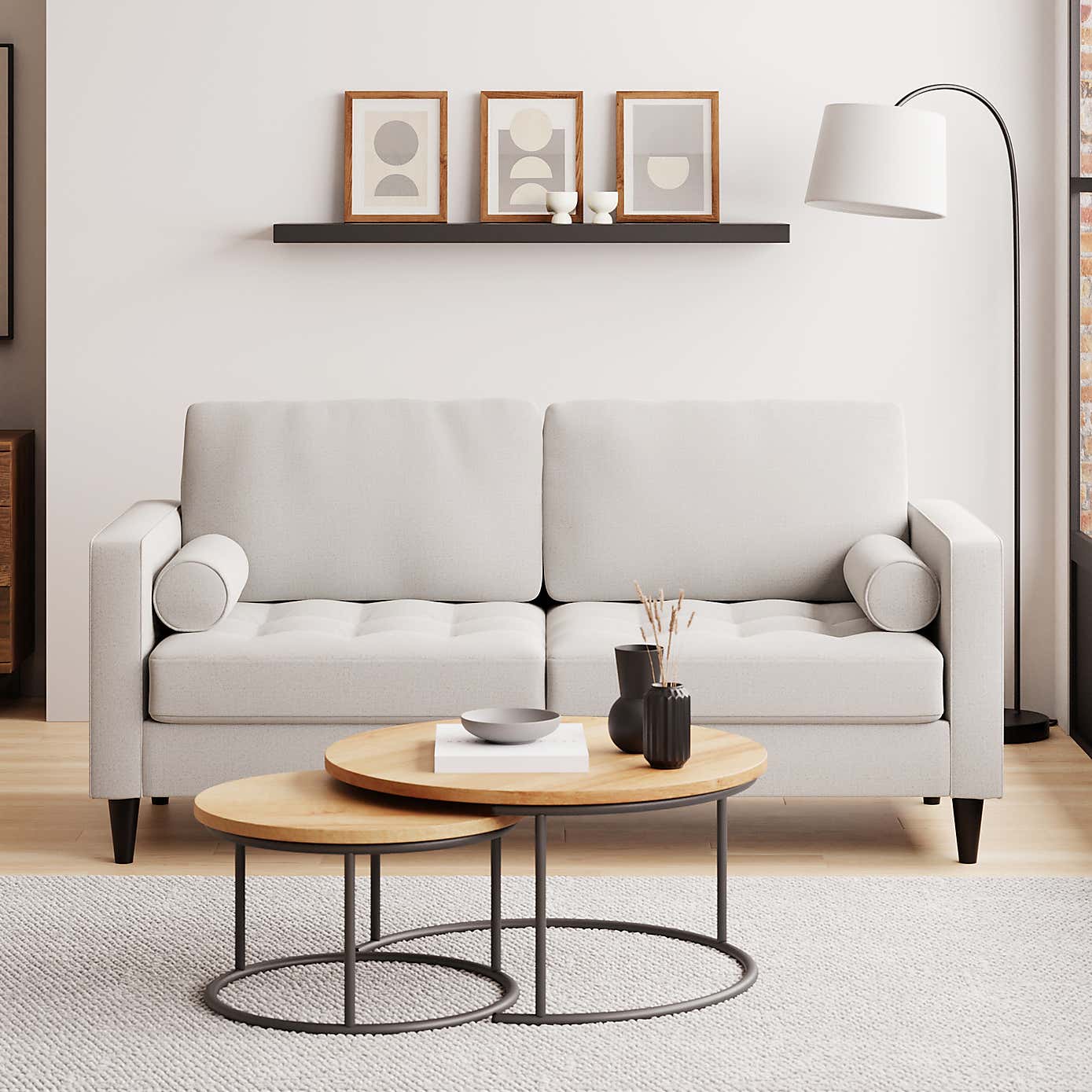 Zoe Light Grey Boucle 3 Seater Double Sofa Bed