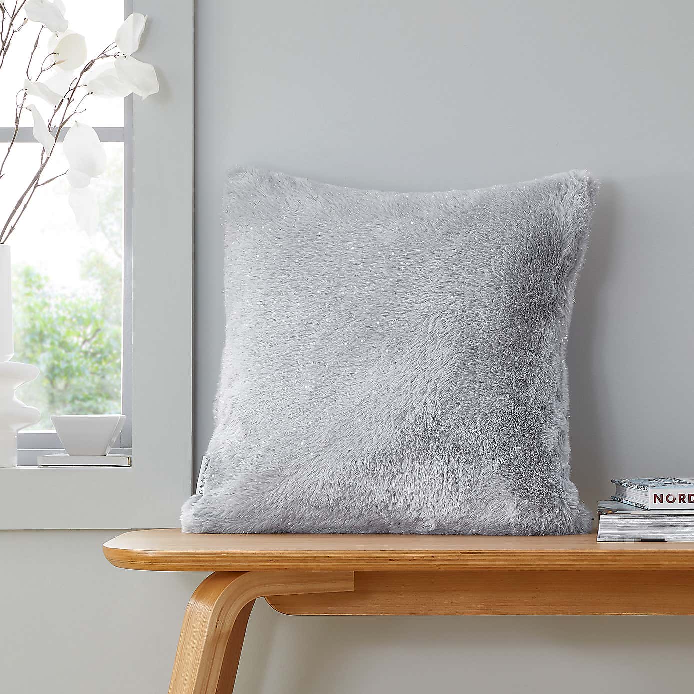 Catherine Lansfield Glamour Fur Square Cushion