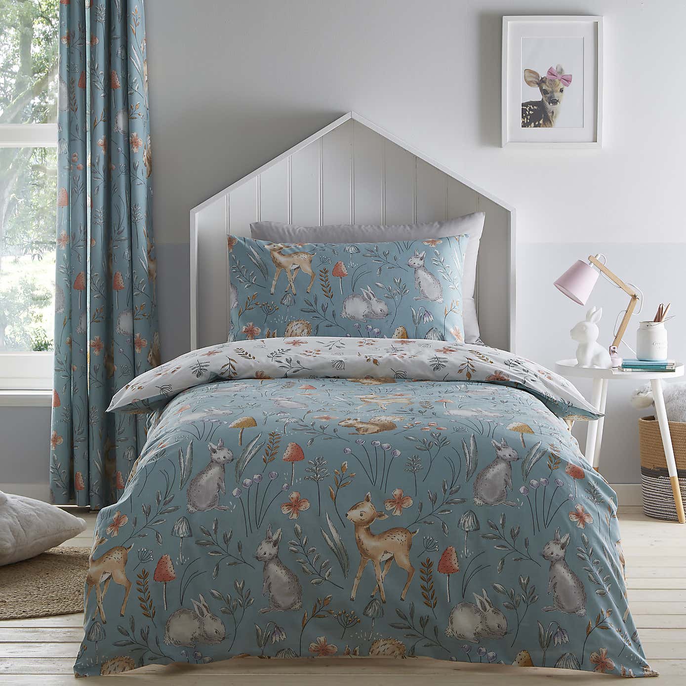 Woodlands 100% Cotton Reversible Single Duvet Cover and Pillowcase Set