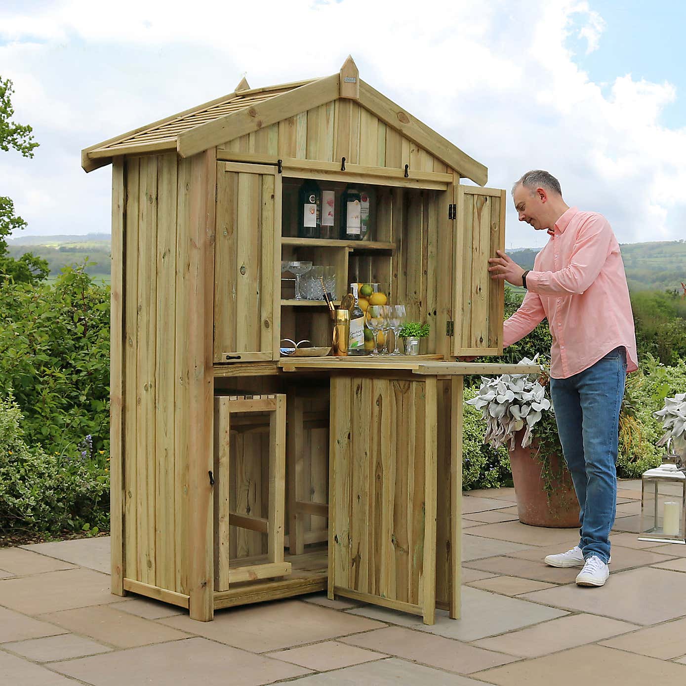 Garden Bar and 2 Stool Set