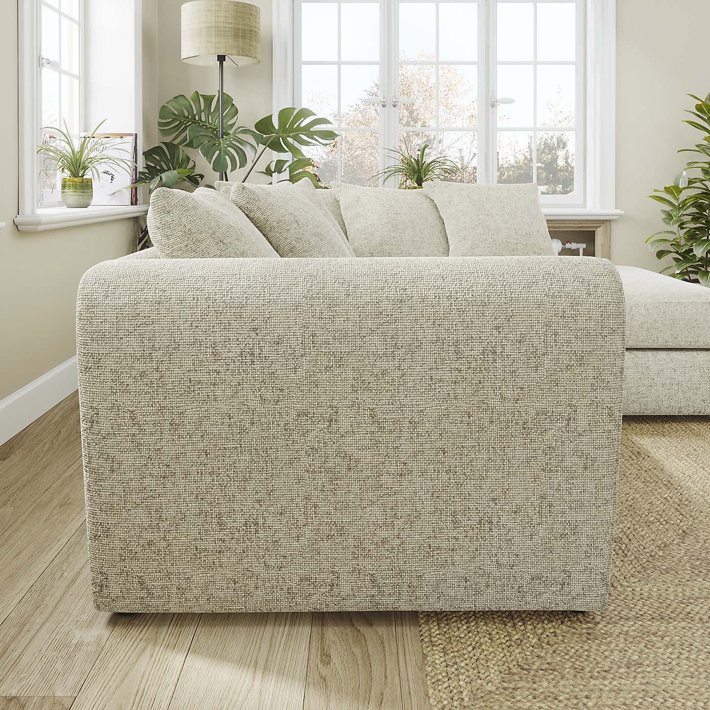 Blake Curved Arm Chunky Chenille Corner Chaise Sofa