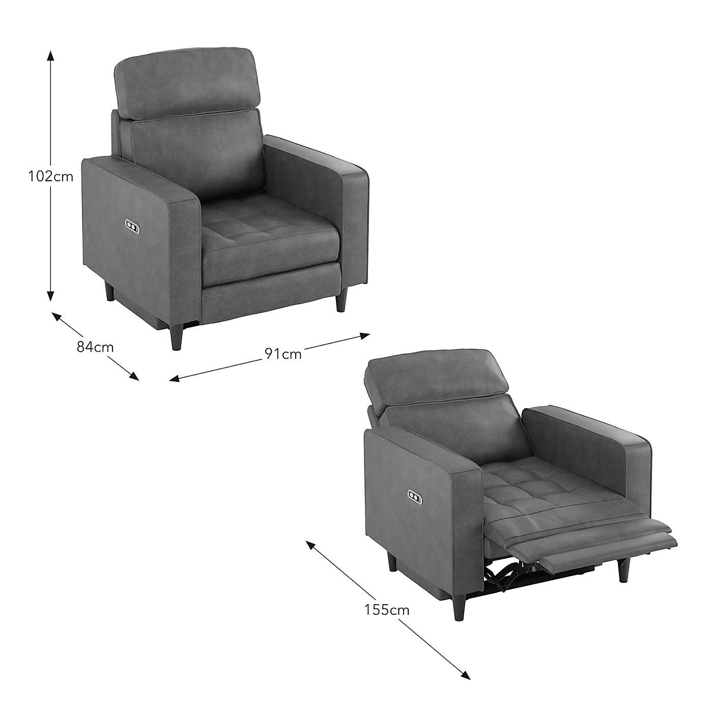 Zoe Faux Leather Power Recliner Armchair, Mocha