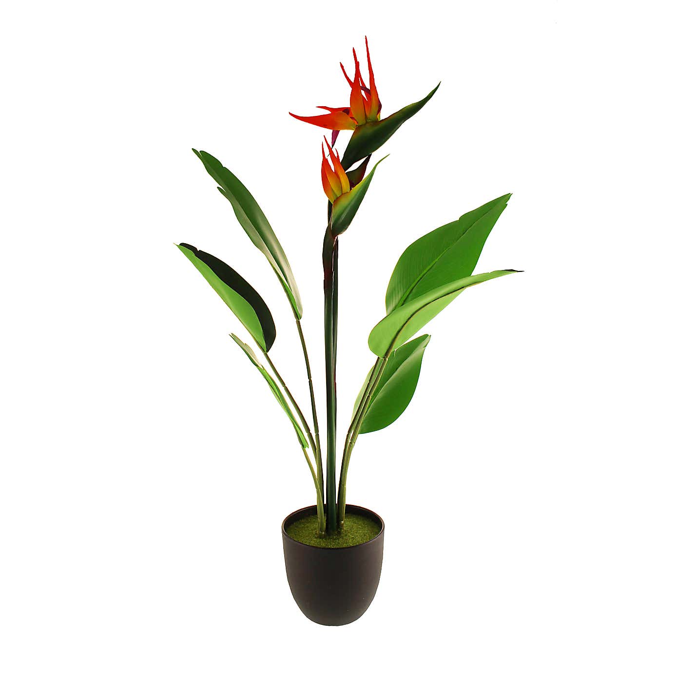 Artificial Bird of Paradise Tree in Black Plant Pot