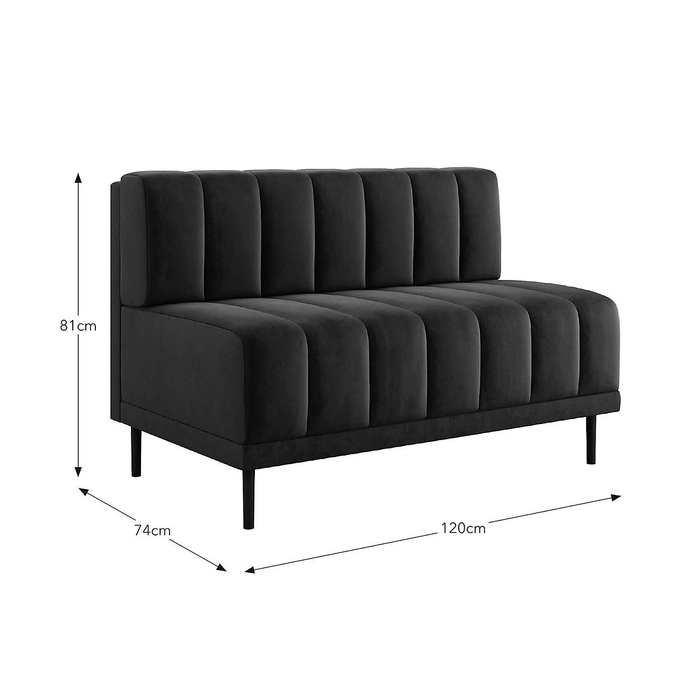 Amali Long Dining Bench, Matte Plush Velvet