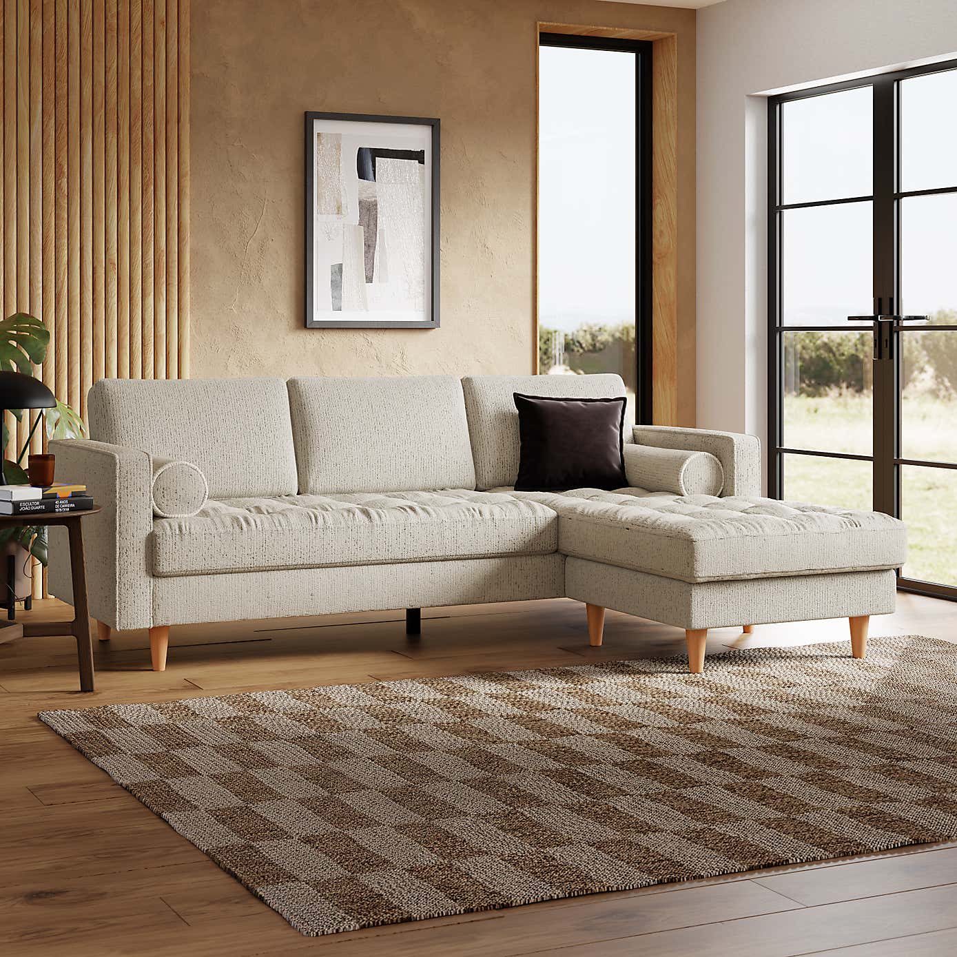 Zoe Boucle Fleck Corner Chaise Sofa