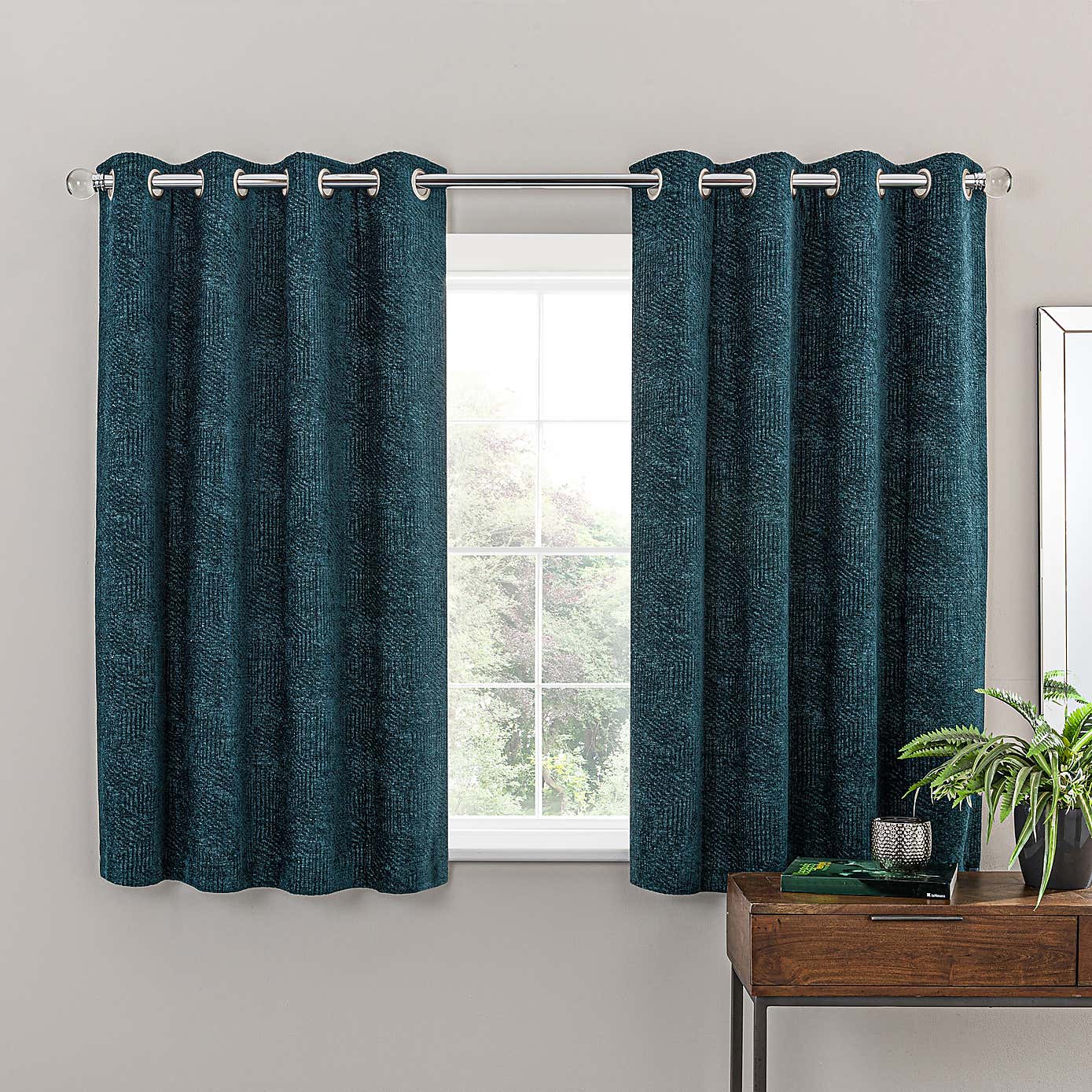 Chenille Geo Eyelet Curtains